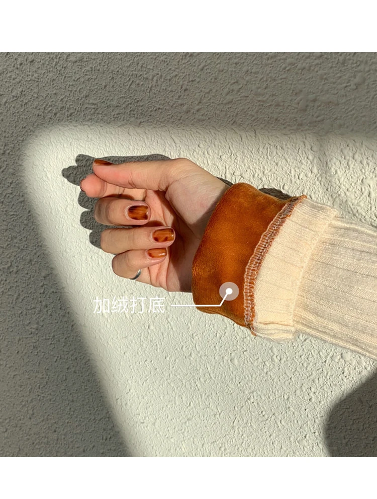 

ZCSMLL High necked sweater for women's new slim solid color Plush thickened knitted bottom coat and long sleeve top