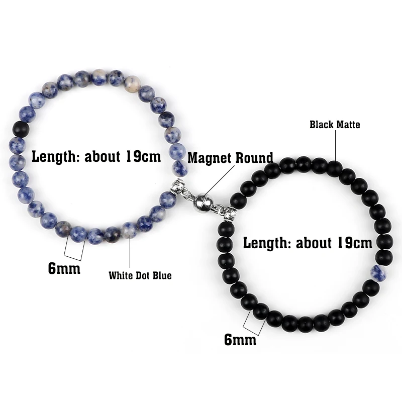 Модный двойной магнитный браслет Винтажные бусины из натурального лавового