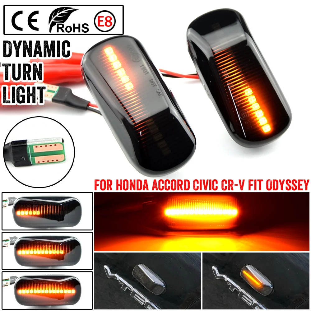 2pack Led Dynamic Side Marker Turn Signal Light For Honda Acura Integra Type-R DC2 RSX DC5 NSX NA1 NA2 Repeater Signal Lights