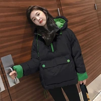 2022 autumn winter new korean fashion loose down cotton women jacket hooded pullover bread jackets coats