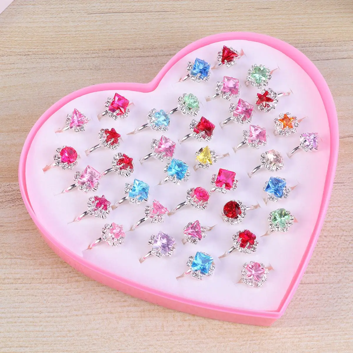 36 шт. игрушки кольцо коробка Стильный Прекрасный алмаз девушки ювелирные изделия