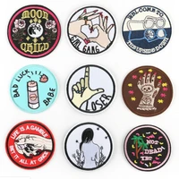 badge patches patch motocycle applique on clothes thermo stickers ironing iron fabric embroidered appliques for dresses round