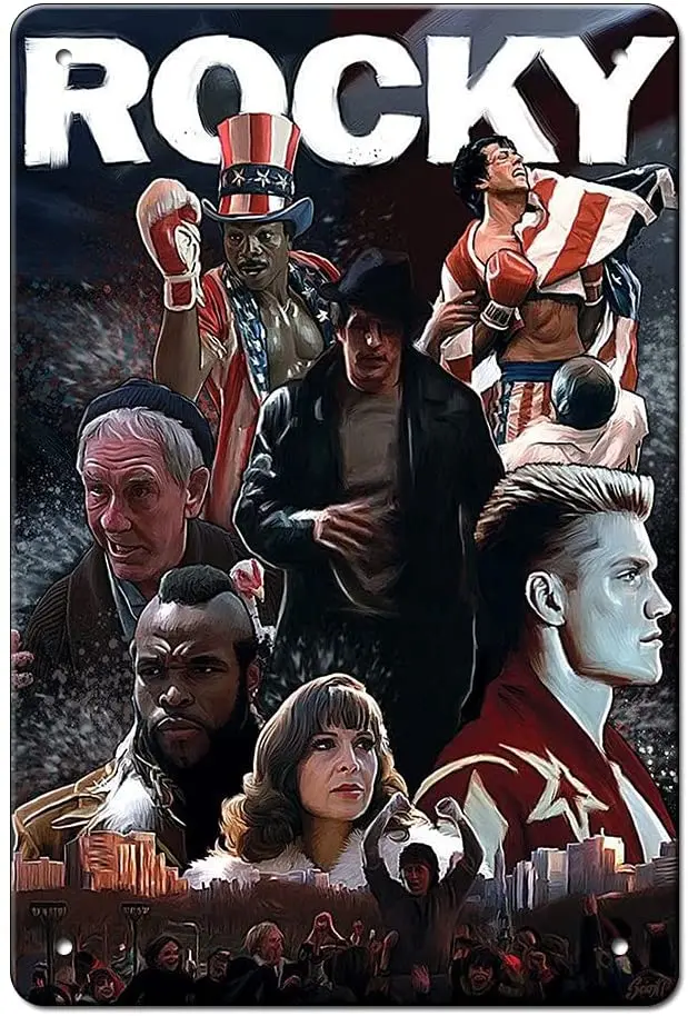 

Из фильма «Рокки» металлический оловянный плакат, настенный плакат, винтажный металлический жестяной знак, мужская пещера, паб, клуб, кафе, ...