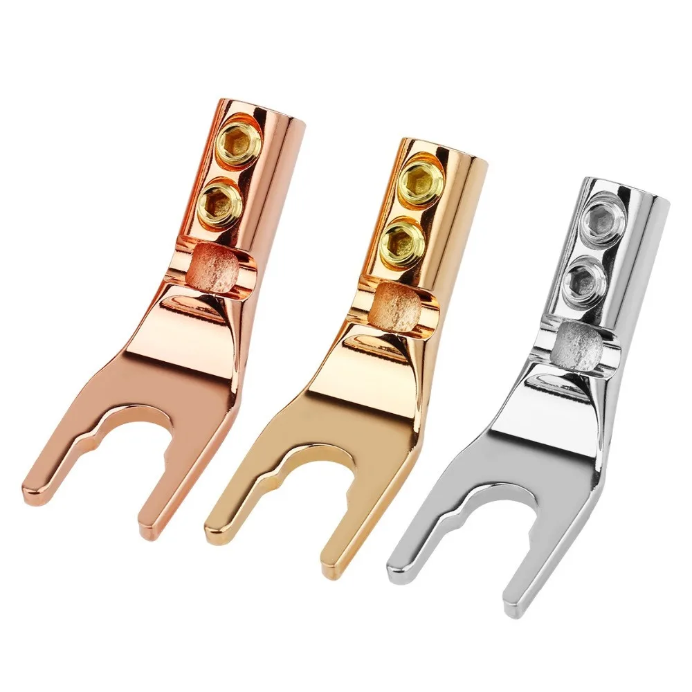 

U/Y Fork Spade Banana Plug Male Solder Wire Connector Gold Plated Copper Speaker Terminal Audio Adapter Hifi Y Type Jack DIY
