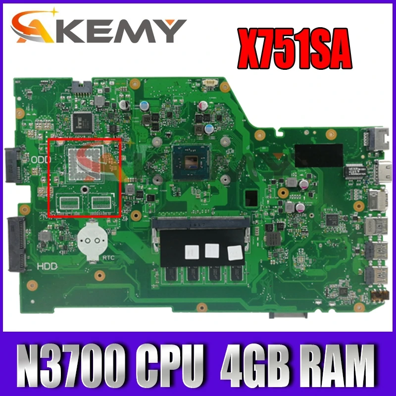 

Материнская плата для ноутбука X751SA N3700, процессор DDR3L, 4 Гб ОЗУ, Материнская плата ASUS, X751S, X751SA, X751SV, 90NB07M0-R00050, тестирование, бесплатная доставка