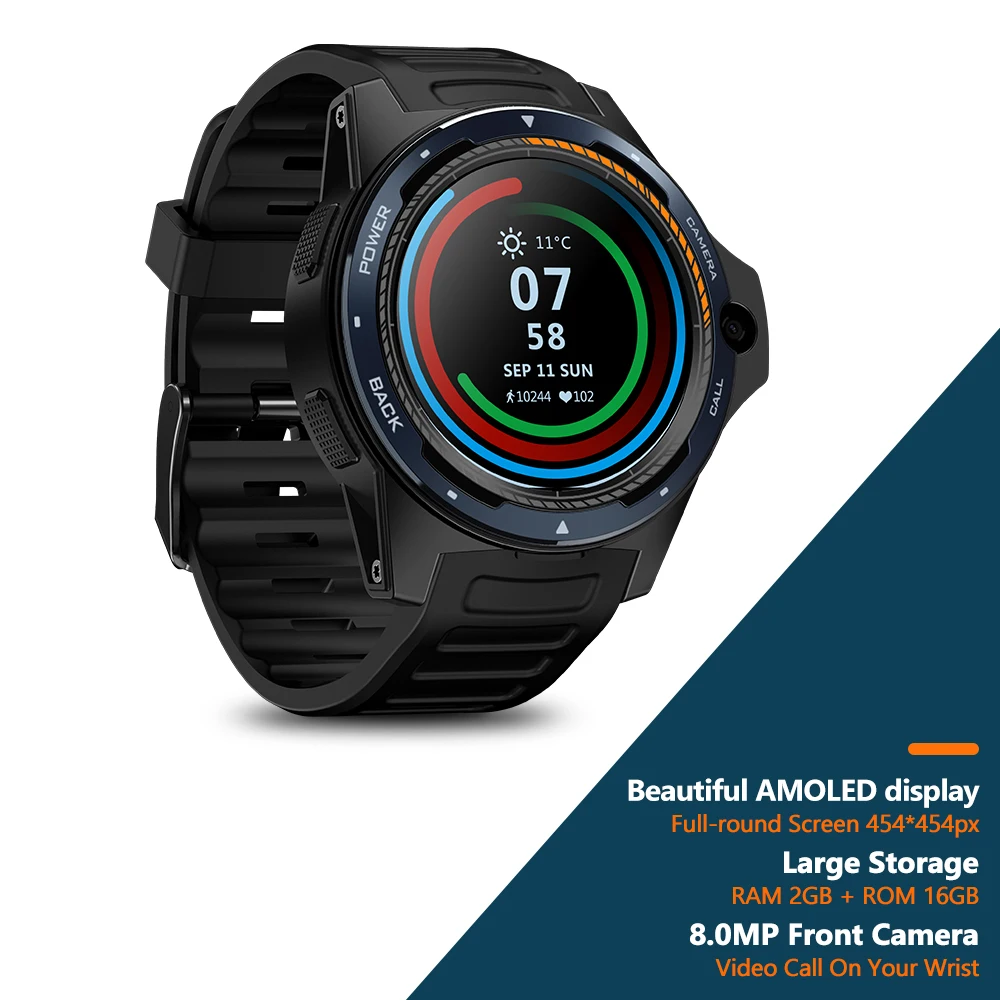 Zeblaze THOR 5 4G Smartwatch Phone двойная система 2 ГБ + 16 Гб 1 39 &quotAOMLED экран 8.0MP камера монитор