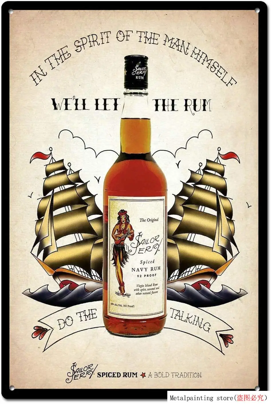 Sailor Jerry пряный ром жестяная вывеска металлическая картина металлические