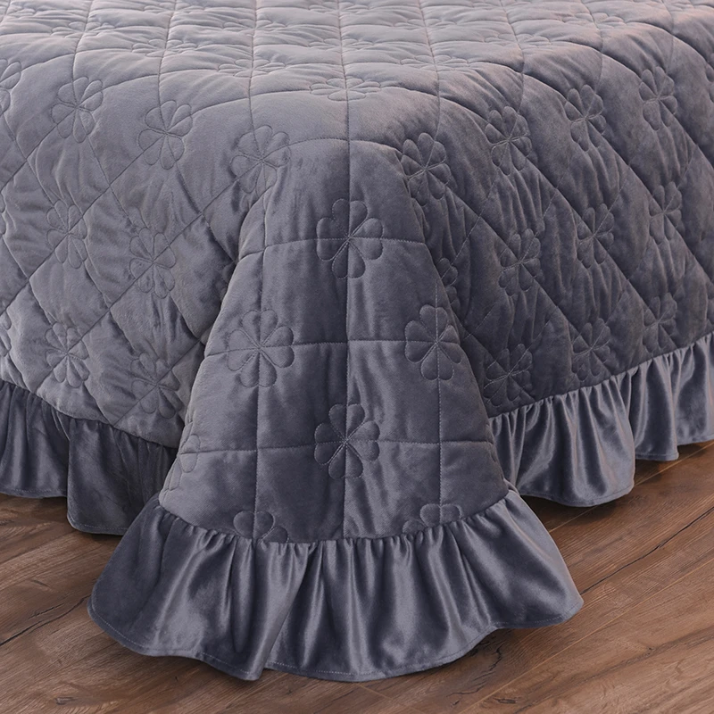 Queen King size 1/3 шт Двухслойное покрывало наволочка Комплект постельного белья сплошной цвет стеганое одеяло застежки для простыни покрывало# a