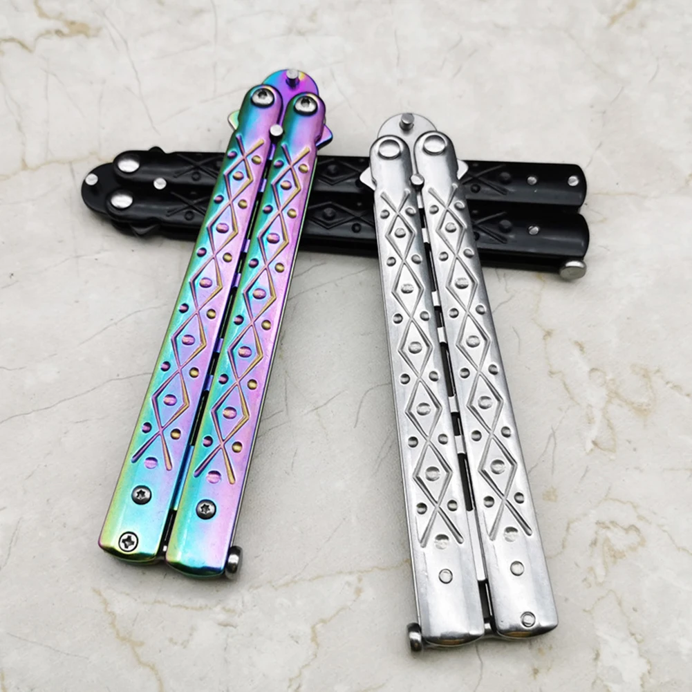 Складная бабочка тренировочный нож трансформер Blunt Balisong Карманный тренажер из