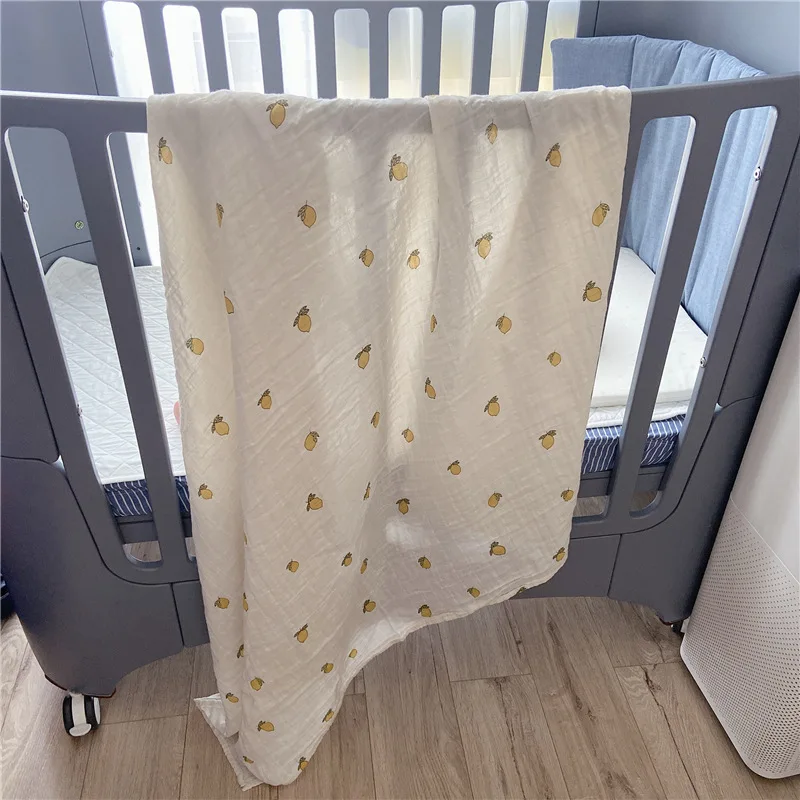 Manta de fruta para beb&eacute; reci&eacute;n nacido, edred&oacute;n de muselina, suave, org&aacute;nico, carrito de ni&ntilde;o, ropa de cama-3