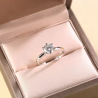 trendy d color 1ct moissanite ring women 100 925 sterling silver round brilliant cut moissanite adjustable ring wedding gift
