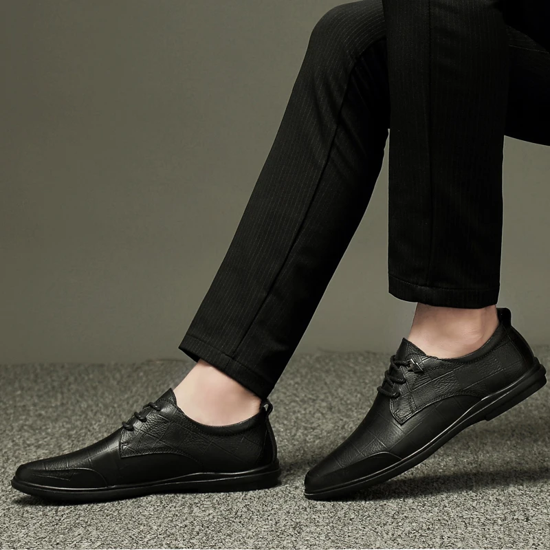 Мужские оксфорды Мужская обувь из натуральной кожи мокасины на шнуровке