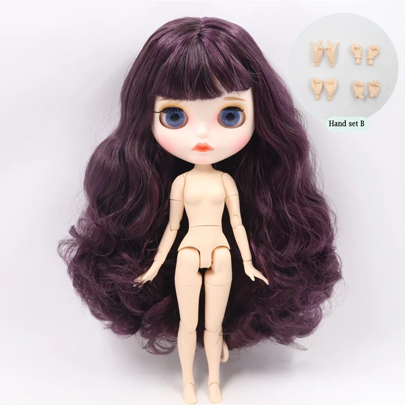 B doll with hand B ICY Nude Blyth кукла на заказ № BL135/950 фиолетовый микс каштановые волосы белый цвет кожи 1/6 bjd, pullip, licca, jerryberry - Цвет: B doll with hand B