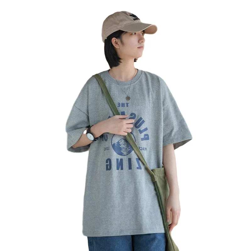 

Cotton Harajuku T-Shirts Casual Geometric Letter Print Women Tshirt Tees Vintage Gothic Loose Top Women Clothes Hip Hop T-Shirts