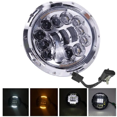 90W headlight chrome Круглый 7 ''мотоцикл черный проектор Moto светодиодный светильник лампа головной светильник для Harley Sportster Touring Street Glide Softail FLHXF Trike - Цвет: 90W headlight chrome