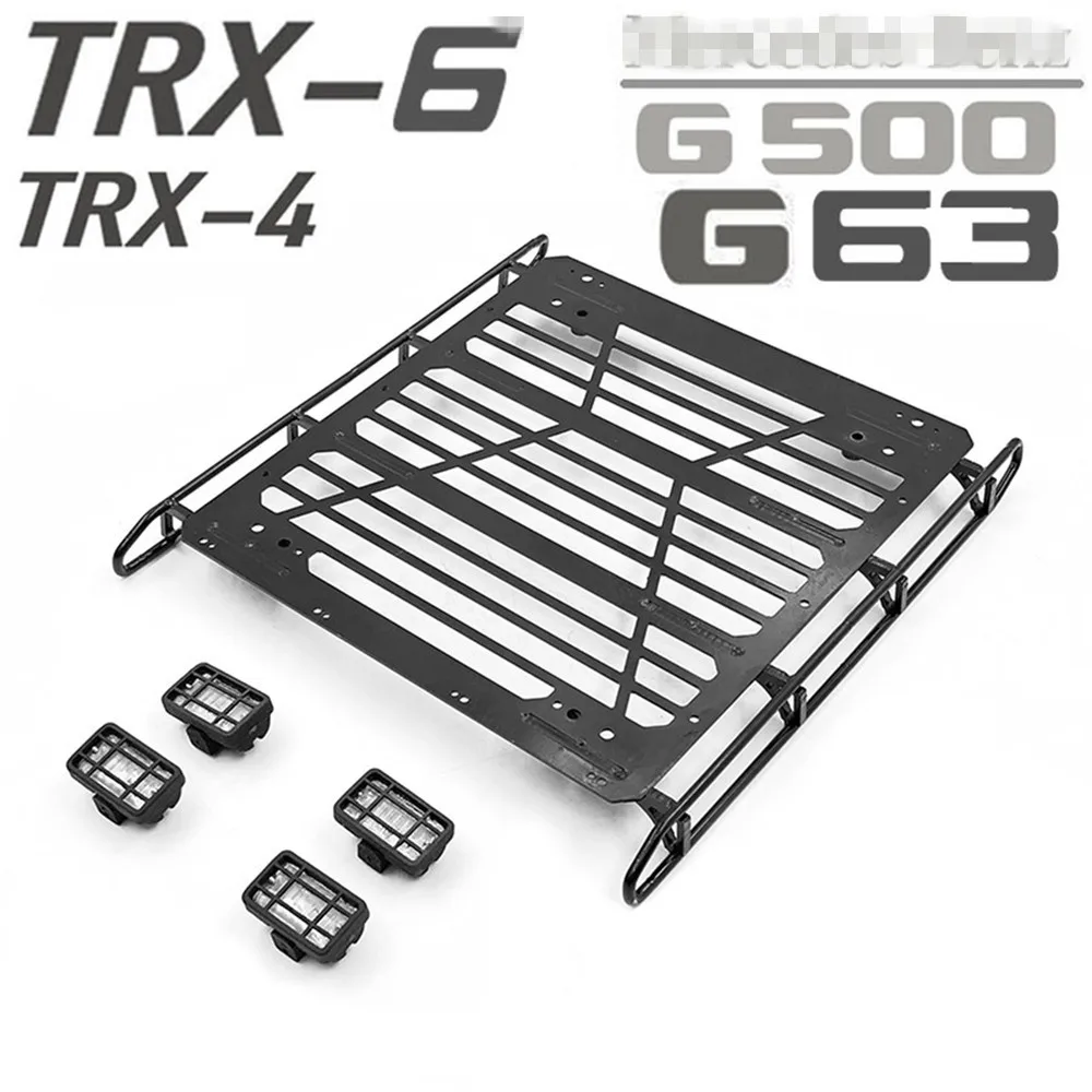 Металлический багажник на крышу со светодиодным прожектором для TRAXXAS TRX6 G63/TRX4