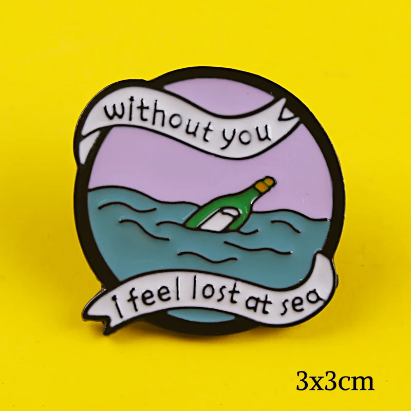 Go Travel! Outdoor Surf Mountains Forest White Clouds Round Badges On Backpack Fashion Pin Cartoon DIY Metal for Clothes | Дом и сад