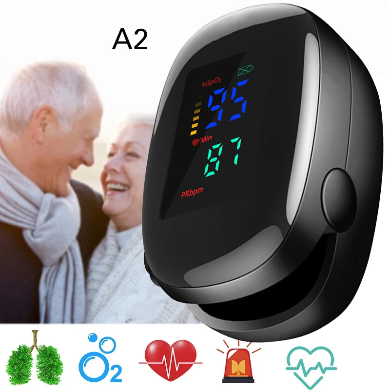 Пульсоксиметр Пальчиковый A2 портативный измеритель пульса и уровня кислорода в