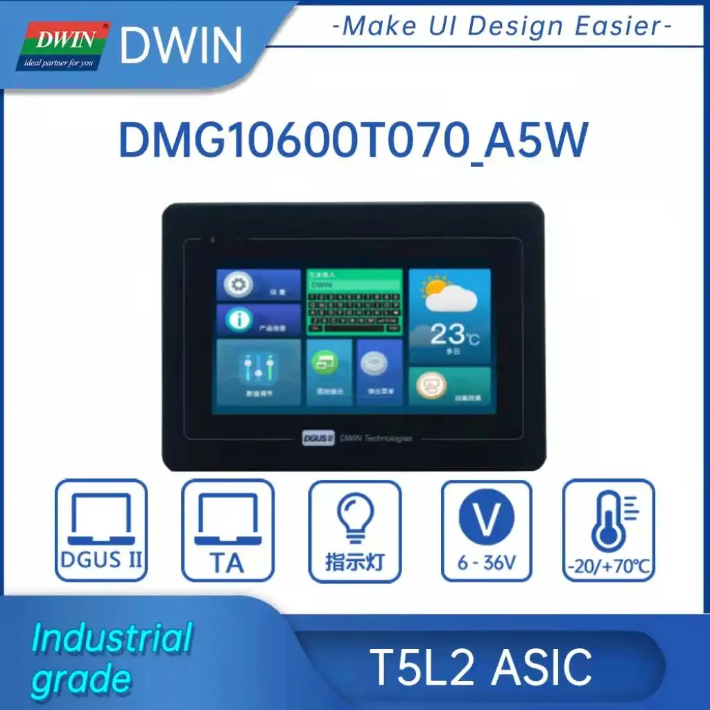 DWIN-módulo LCD de 7 pulgadas, Panel táctil Industrial Arduino HMI con carcasa, pantalla inteligente IPS, UART, pantalla TFT, 1024x600, dmg10600t070 _ a5w