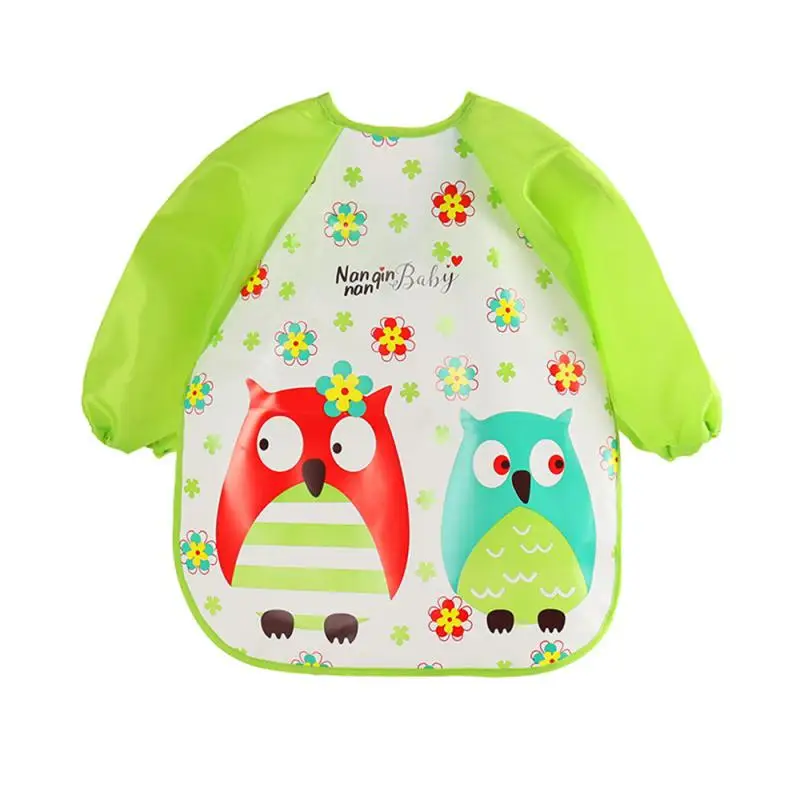 

1pc Quality Bib Adjustable Baby Bibs Plastic Waterproof Lunch Feeding Bibs Baby Cartoon Feeding Cloth Children Long Sleeve Apro
