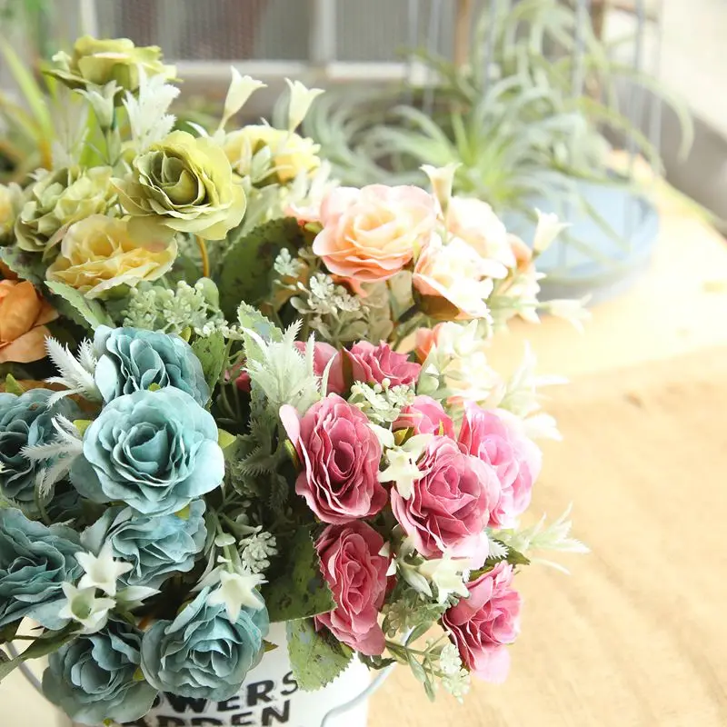 

Artificial Flower Wild Rose Bouquet, Single 27cm Home Decoration Wedding Bouquet, DIY Indoor Table Vase Flower Arrangement