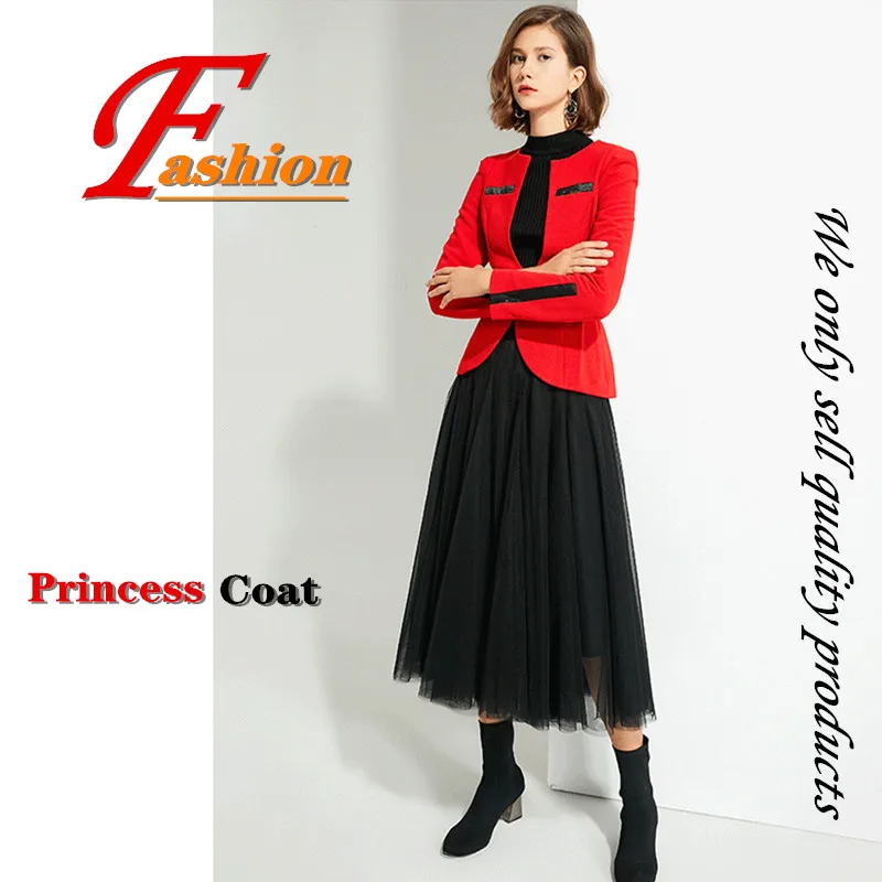 

High-grade new women's classical style business casual no-iron soft all-match red comfortable pure lovely lady princess coat