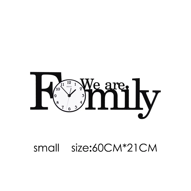 Famliy(60CMx21CM) 'Family' большие часы настенные современный дизайн немой стикер стены diy часы 3D гостиная кварцевый декор дома висит настенные часы - Цвет: Famliy(60CMx21CM)