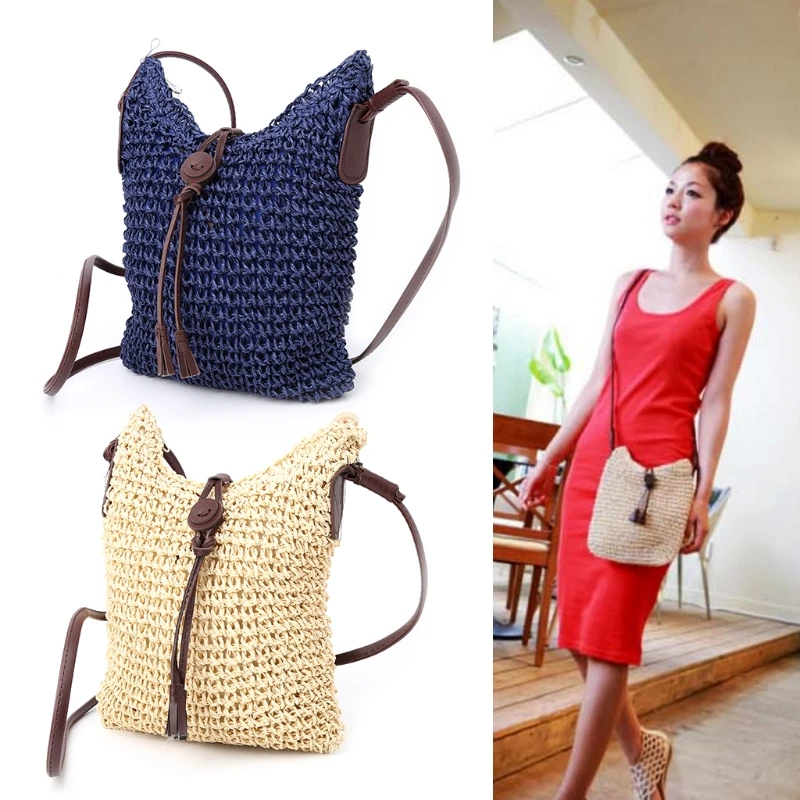 

Thinkthendo Fashion New Women Handbag Shoulder Bag Straw Weave Tote Purse Lady Beach Hobo Bag Crossbody Large Capacity