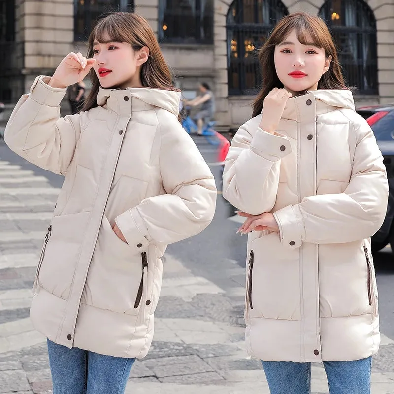 2021 New Women's Coat Winter Coat Coat Hooded Warm Padded Coat Coat Fashion Women's Cotton Padded Parka Coat Outwear