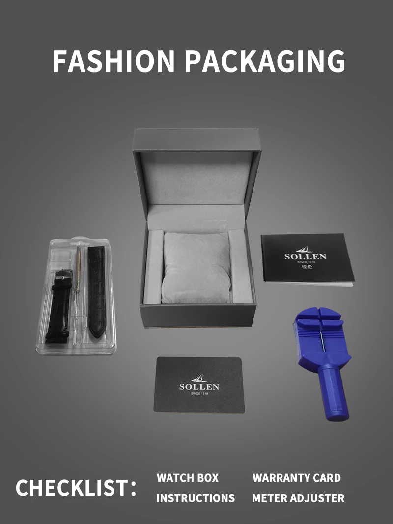 SOLLEN Королевского синего цвета автоматические мужские механические наручные