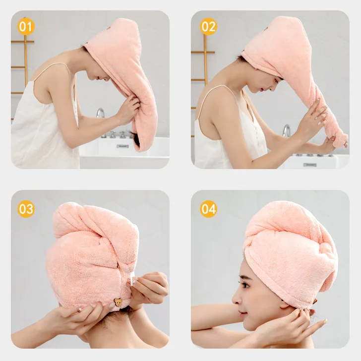 

Airldianer Quick Towels sets Microfiber Fabric Dry Hair Hat Shower Cap Lady Turban Bath Towel Absorbent bathroom 23*60cm1 Pcs