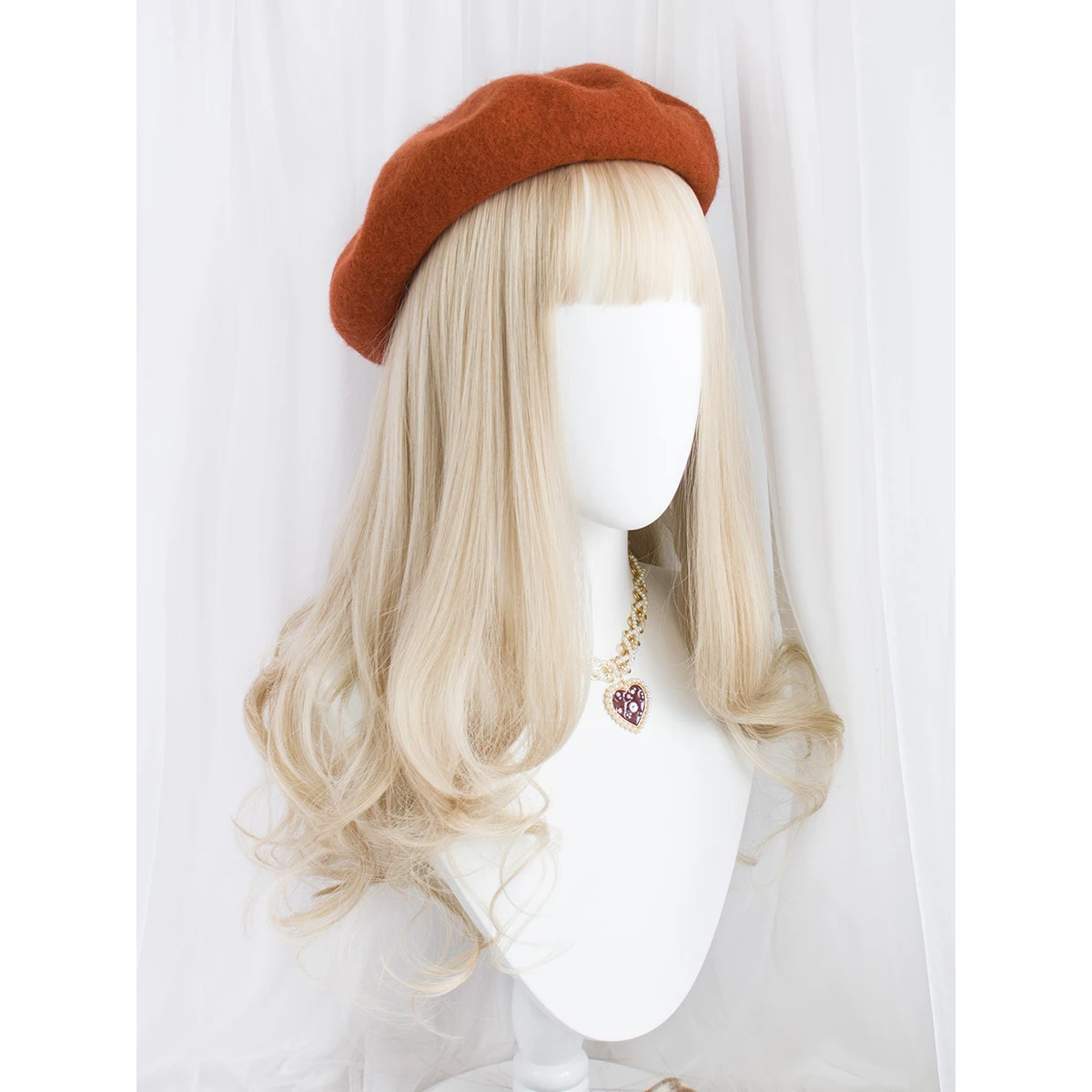 

Pale Blonde Lolita Wig Harajuku Fairy Cosplay Hair 58cm Long Curly Wavy Sweet Bangs Adult Girls Casual Wear
