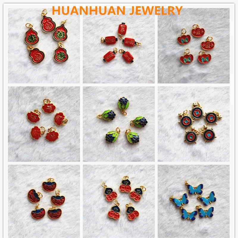 

Various Styles Of Cloisonne Small Pendant Design Bracelet For Women Men Ethnic Jewelry Making DIY Accessories 5pcs Loose Beads