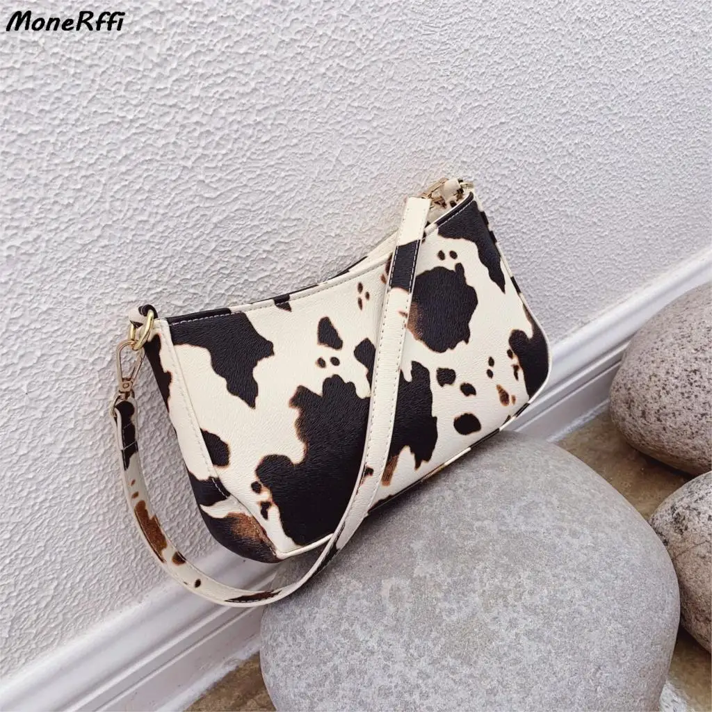 2020 Milk Cow Print Women Underarm Handbags Vintage PU Leather Girls Shoulder Messenger Bags Armpit Bag | Багаж и сумки