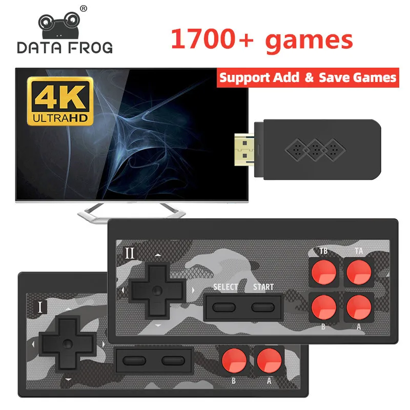Classic Video Game Build-in 1700+ NES Games Dandy Game Console Mini Game Stick 4K HD TV Retro Game Console Support 2 Players
