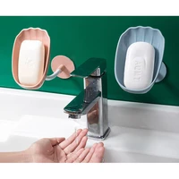 wall mount soap box adjustable soap dish with suction cups shell shape creative soap holder tray bathroom supplies accessories