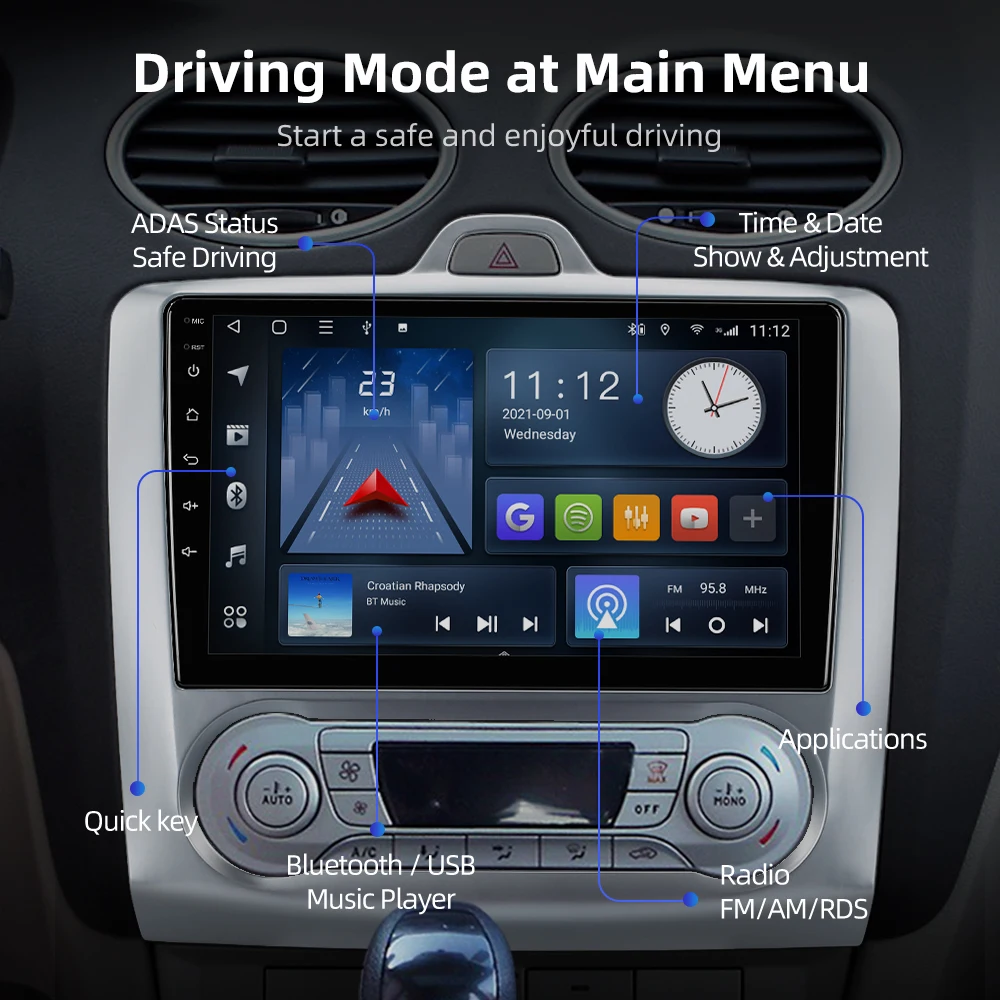 Автомагнитола ISUDAR T68 Android 10 для Ford Focus 2 Mk 2004-2011 GPS-навигация мультимедиа 8 ядер ОЗУ 4