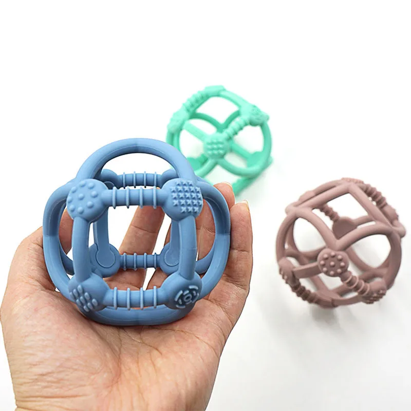 

XCQGH 1Pcs Solid Color Round Ball Teether for Newborn Baby Nursing Chew Silicone Teether Toy