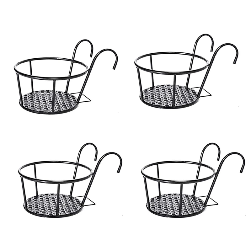 

8 Pcs 4 Inch Small Plant Pots Colorful Plastic Flower Pots & 4 Pcs Metal Art Hanging Baskets Flower Pot Holder