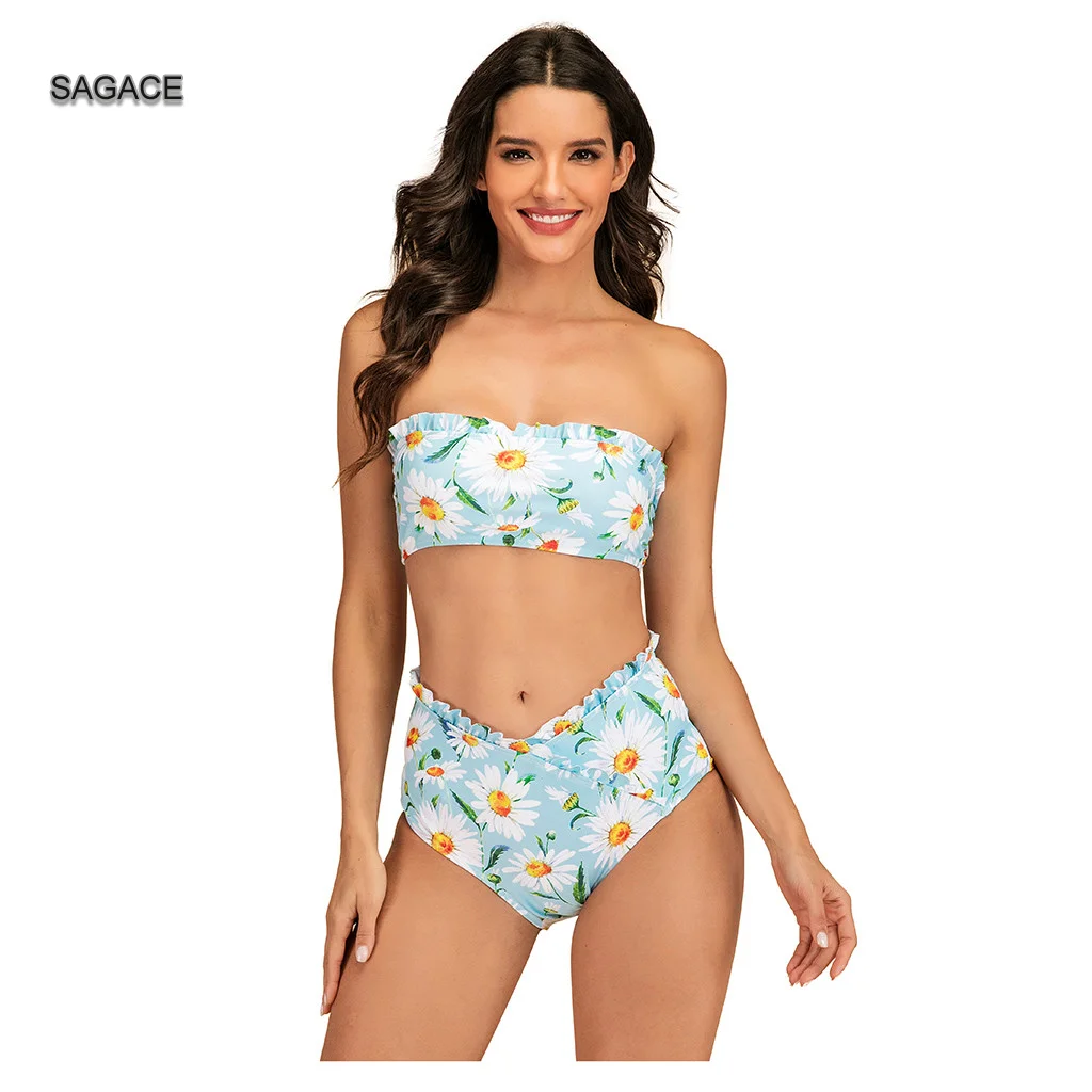 Женский купальник бикини с цветочным принтом SAGACE Раздельный сексуальное лето