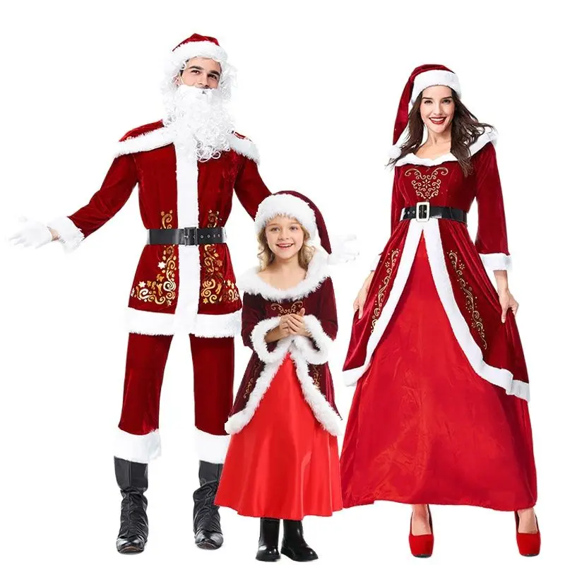 

Deluxe Santa Claus Xmas Costume Christmas Parent-Child Cosplay Carnival Stage Show Party Fancy Dress