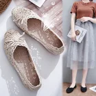 Женские сетчатые туфли на шнуровке, осенние дышащие мягкие повседневные туфли на плоской подошве без застежек с бантиком, 2021