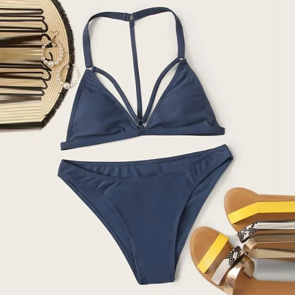 Женский купальник бикини пляжная одежда высокая талия сексуальный черный на