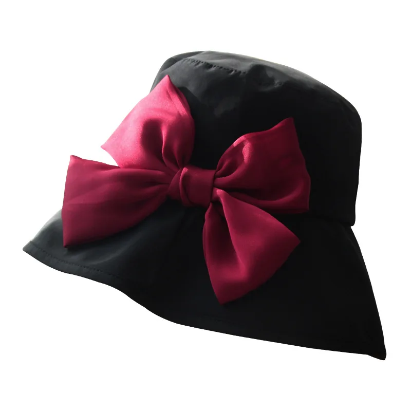 

Personality Big Bow Sun Hat Cap Wide Brim Floppy Top Summer Hats For Women Beach Panama Cotton Dome Bucket Hat Visor Bonnet
