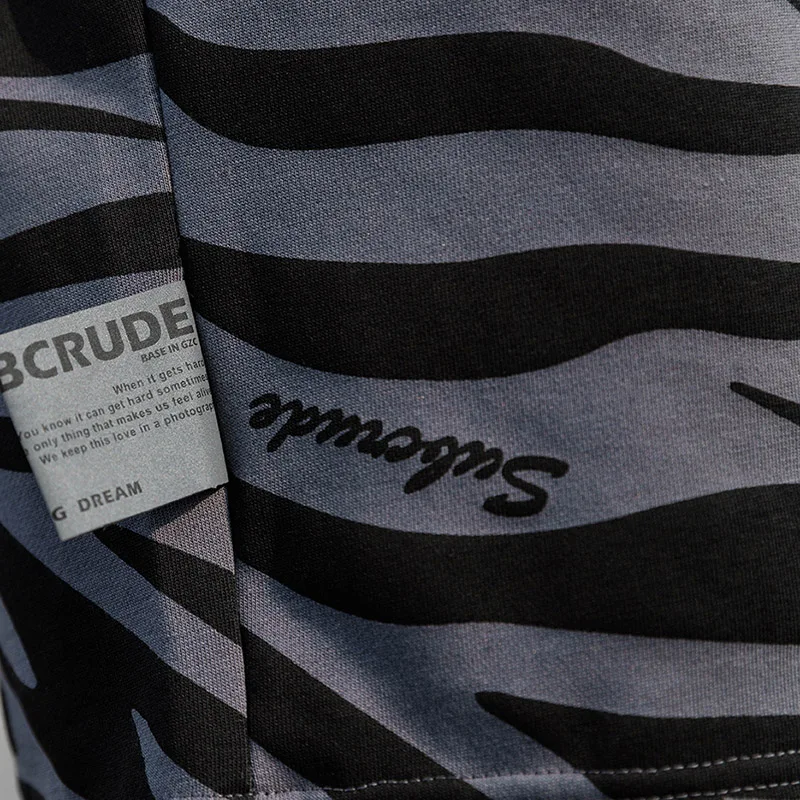 

Summer men's zebra stripe casual sports shorts basketball running fitness short sleeve Harajuku Street basic loose pants punk