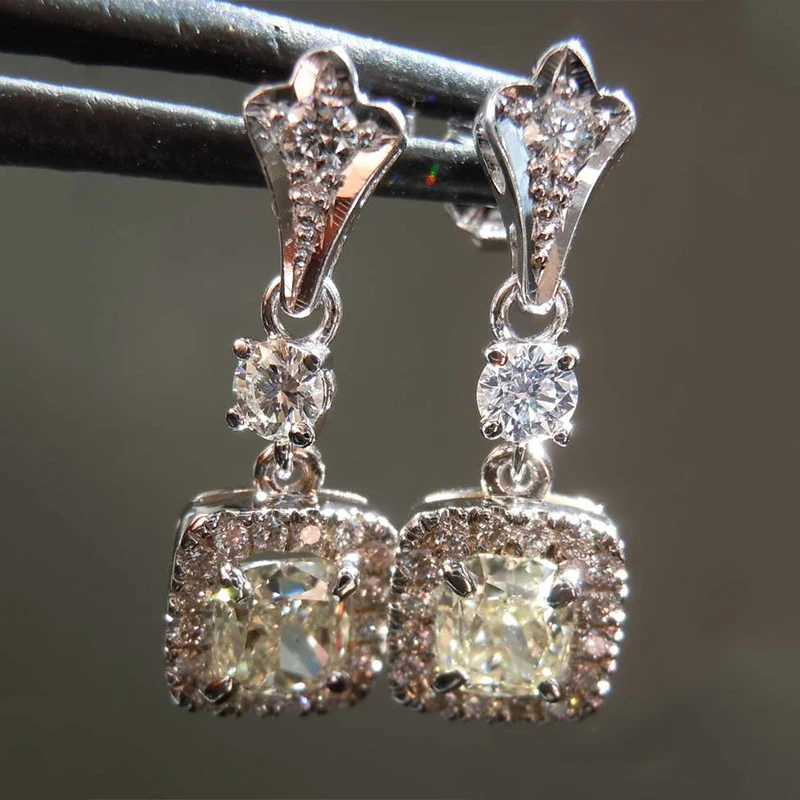 

Fashion Crystal Square Cubic Zirconia Wedding Earring Gifts Luxury Geometric Drop Earrings for Women Bridal Jewelry Z3M585
