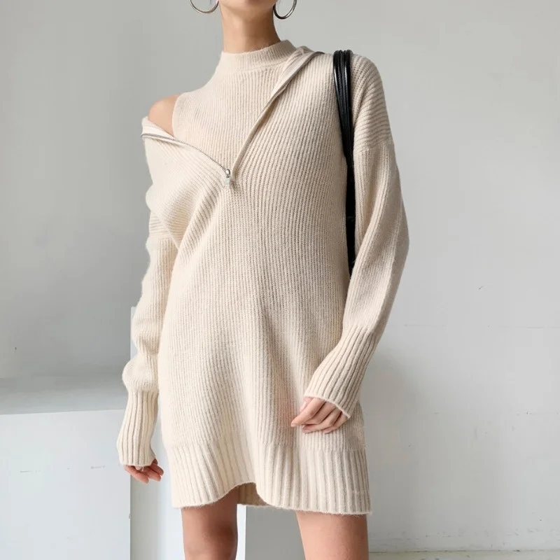 Корейское платье из двух частей шикарное весеннее модное приталенное синее с