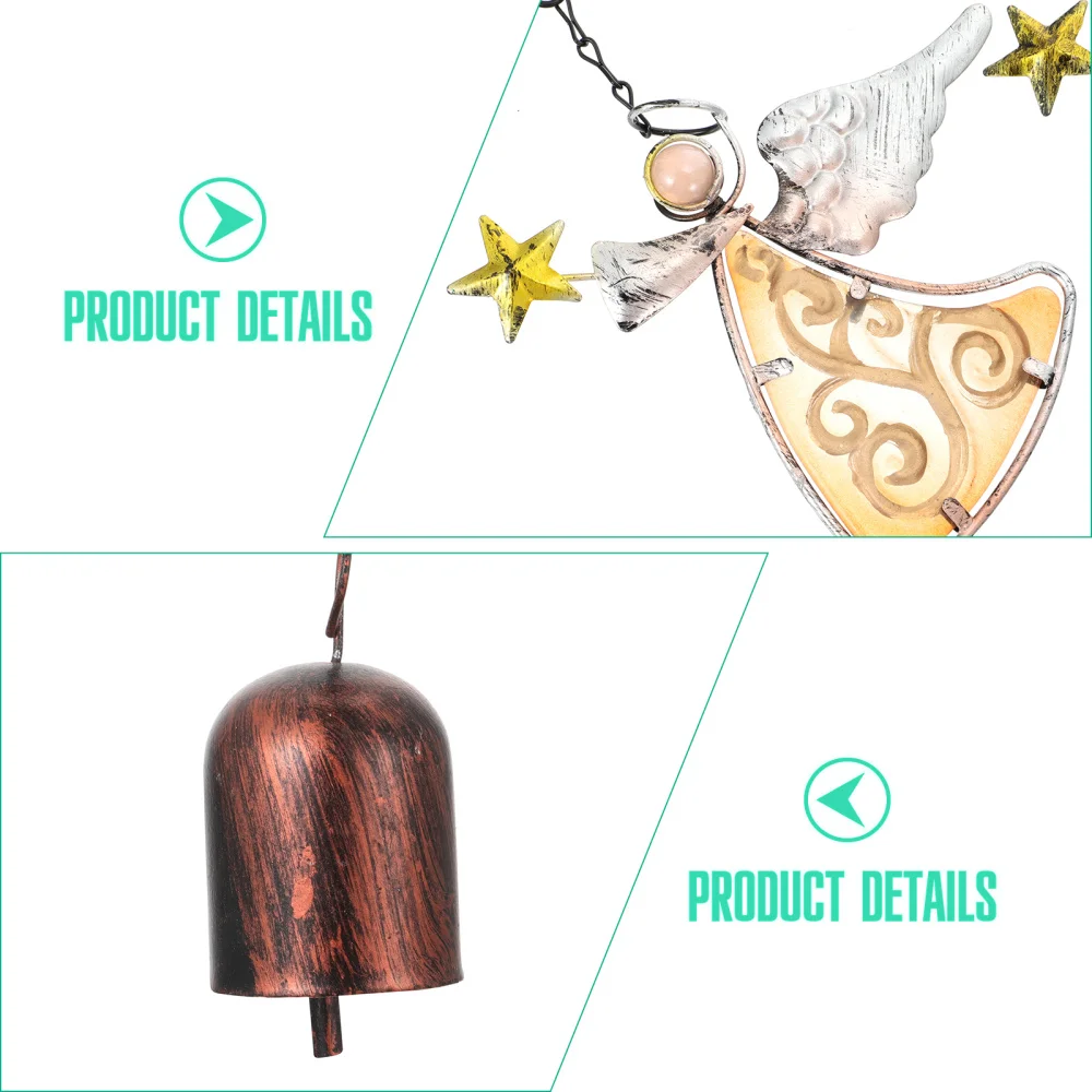 

2PCS Wrought Iron Wind Chime Pendant Metal Glass Painted Wind Chime Decoration