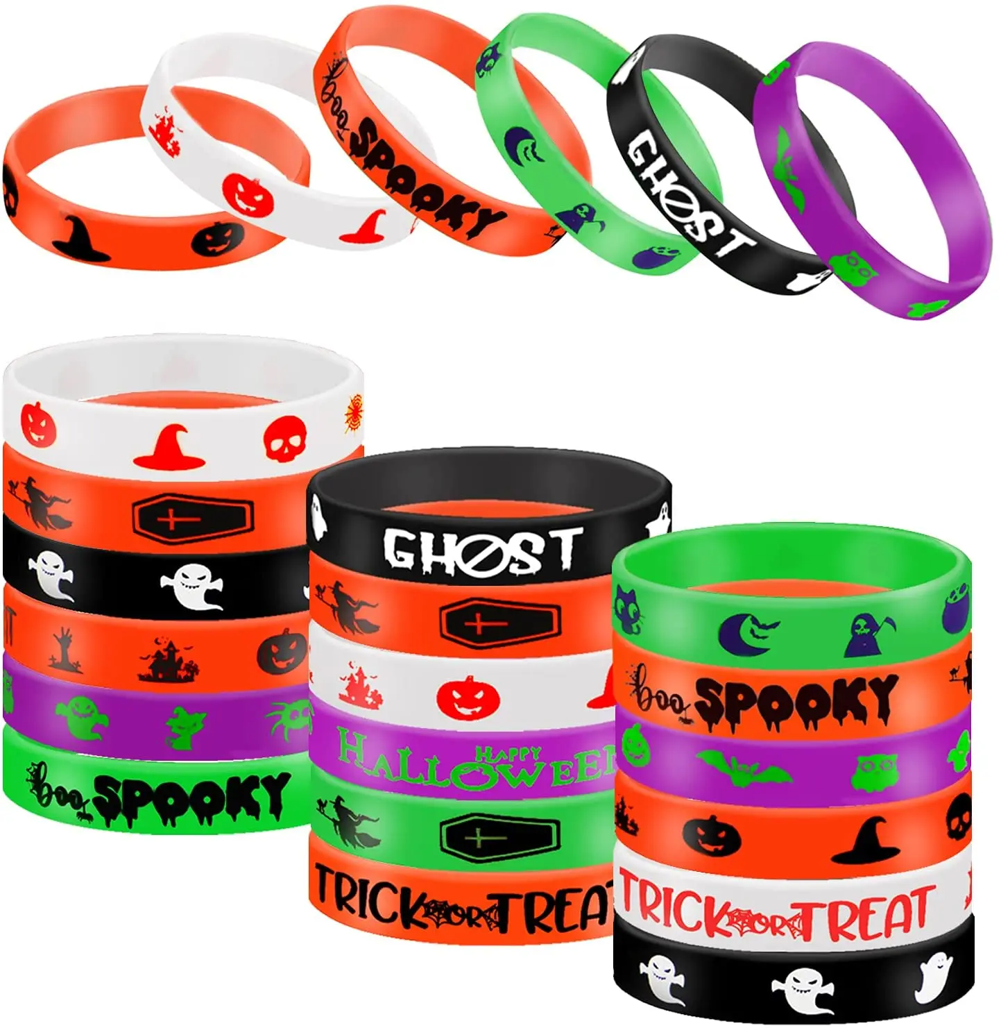 

Резиновые браслеты для хэллоуивечерние, 24 шт., силиконовые браслеты для детской фотовечерние