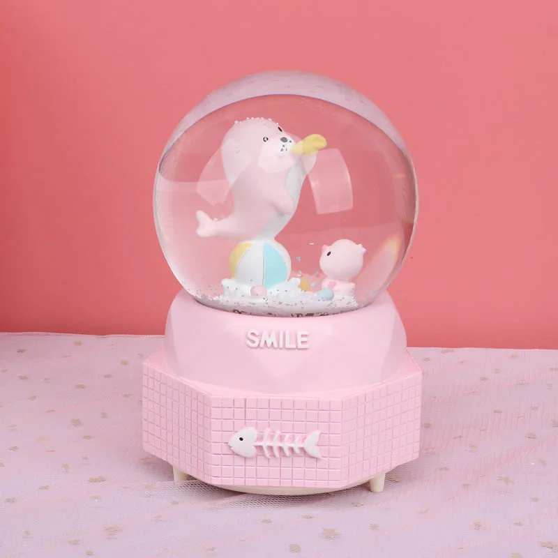 Мультяшный морской лев хрустальный шар музыкальная шкатулка украшения